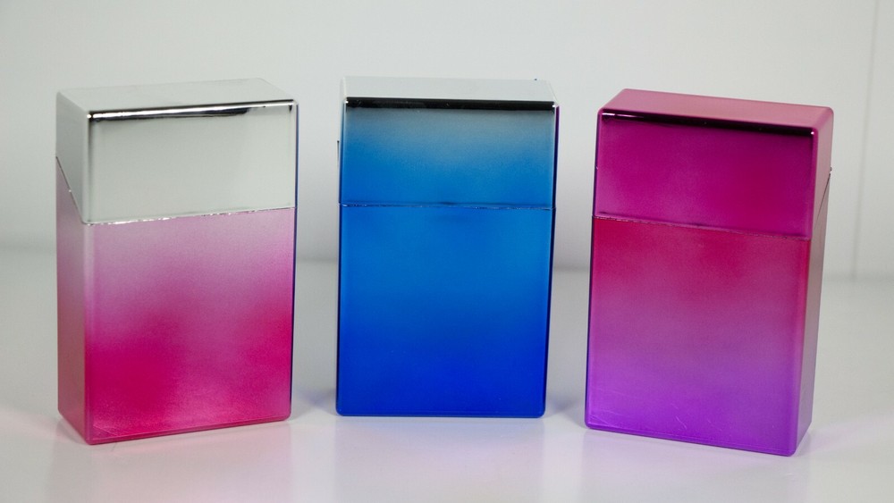 12 Assorted Gradient Design Push Open Cigarette Case Pack Holders for 100mm