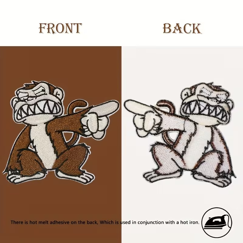 Monkey patch Embroidered Monkey Patch - Humorous DIY Iron-on or sew-on