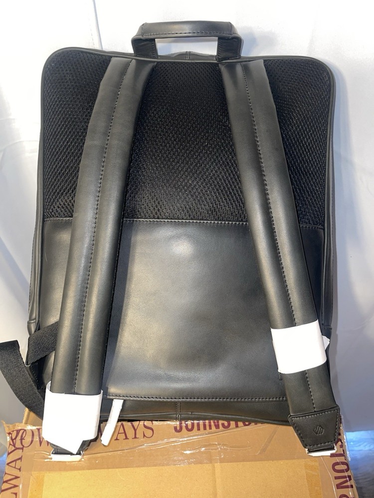 Johnston & Murphy Leather Backpack Computer Bag Slim Lightweight Commuter * NWT