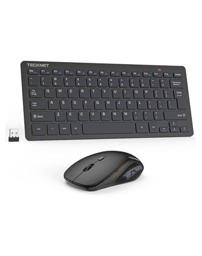 Wireless Keyboard and Mouse Combo, Mini Cordless Computer Keyboard and Black