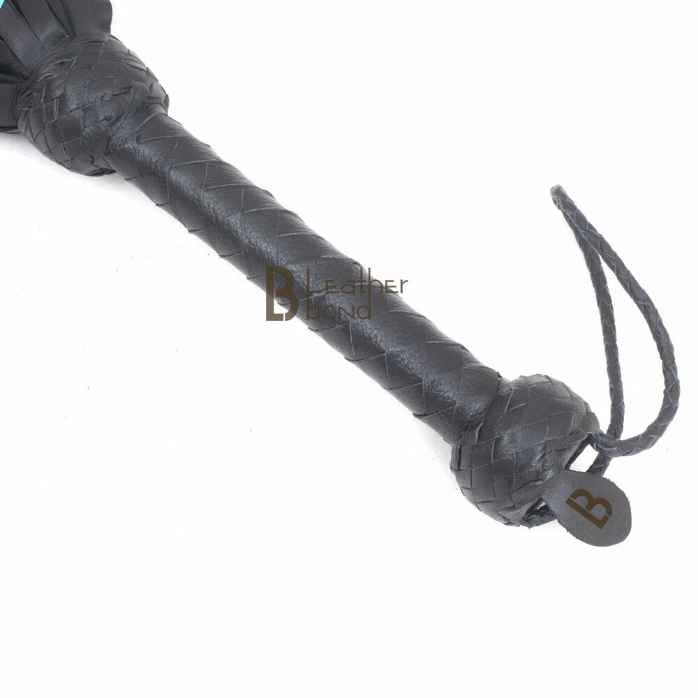 Real Genuine Cow Hide Leather Flogger 50 Falls Black Heavy Duty Thuddy whip