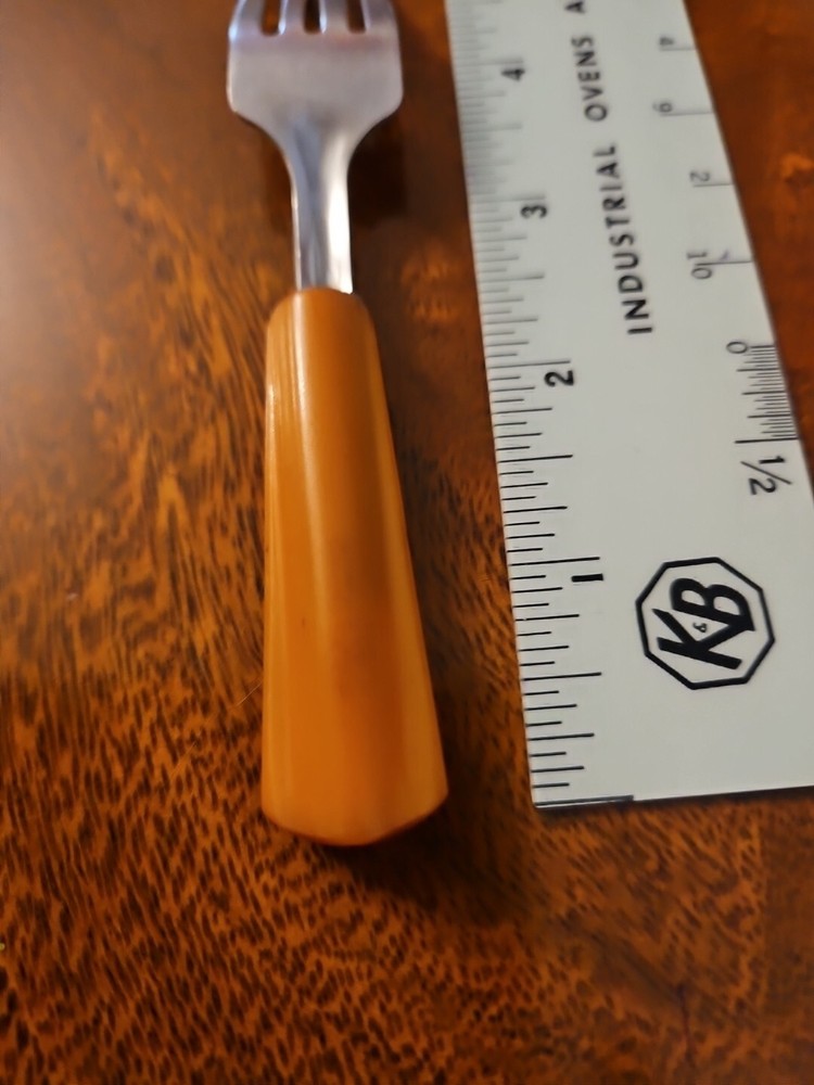 Vintage Butterscotch Bakelite Toddler Fork 5"