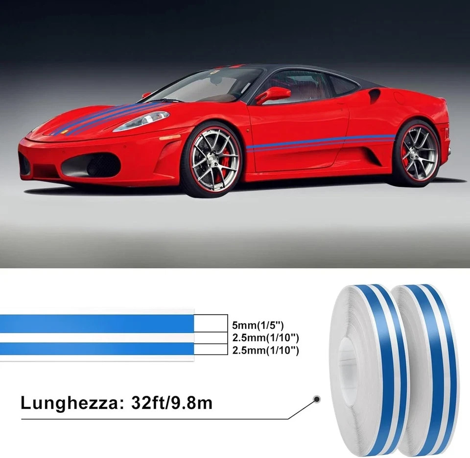 32Feet Vinyl Pinstriping Pin Stripe Double Line Car Tape Decal Sticker 1/6" 1/12