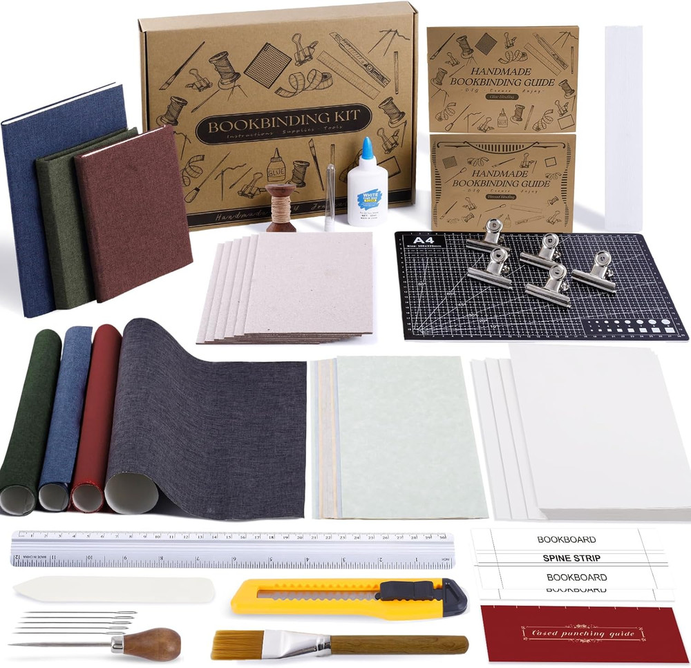 145Pcs Book Binding Kits for Beginners, Book Making Kit Bookbinding Supplies wit