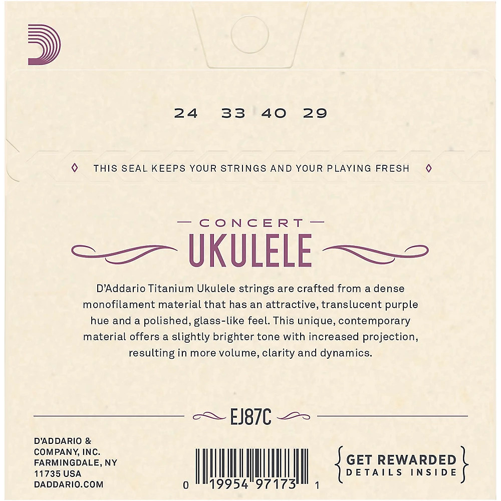 D'Addario EJ87C Titanium Concert Ukulele Strings