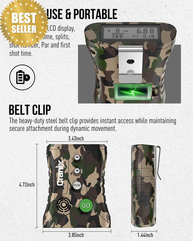 Shot Timer 0.01S Precision 4 Modes Loud Buzzer Tactical Training Camo