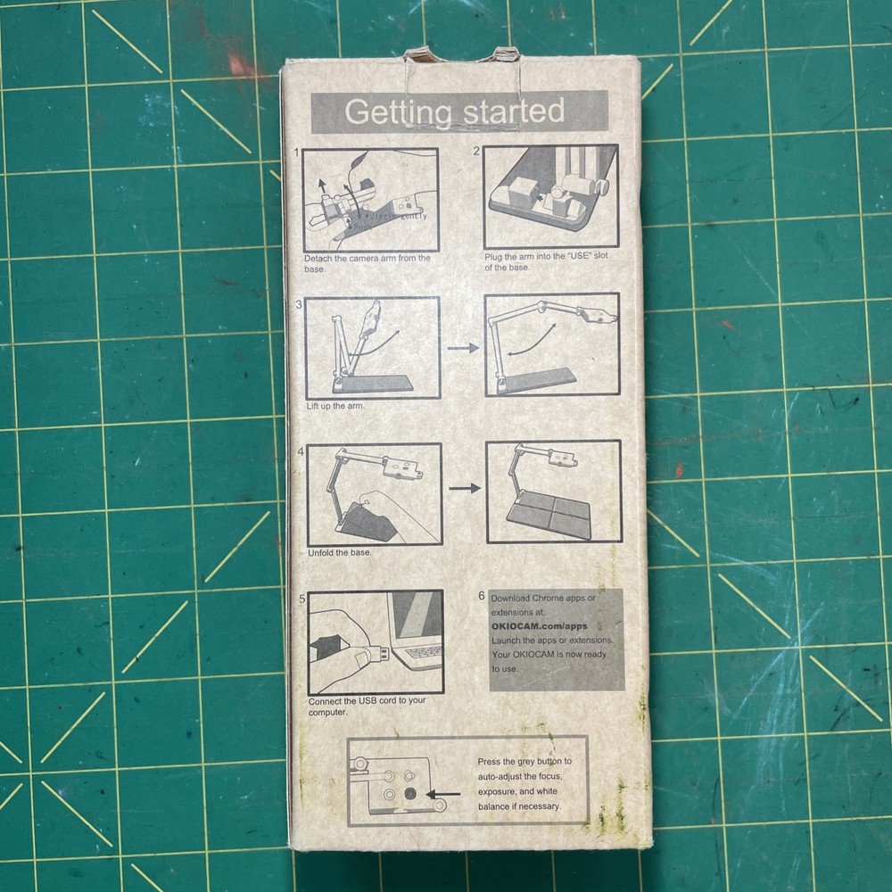 Okiocam S Okiolabs Webcam Document Camera USB for PC Mac Used in Box White Gray