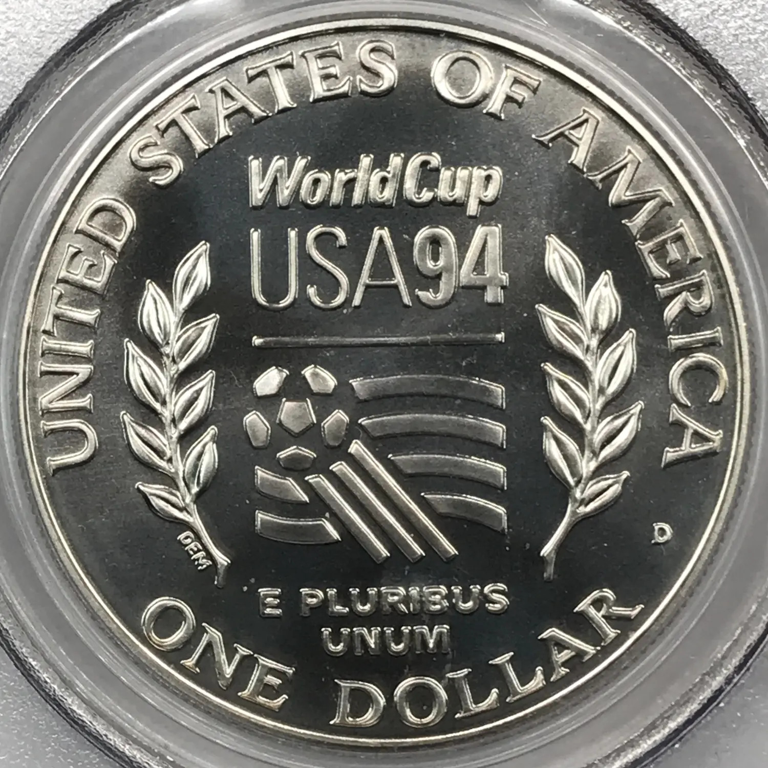 1994 D World Cup Soccer Tournament Commemorative Silver Dollar PCGS MS-70