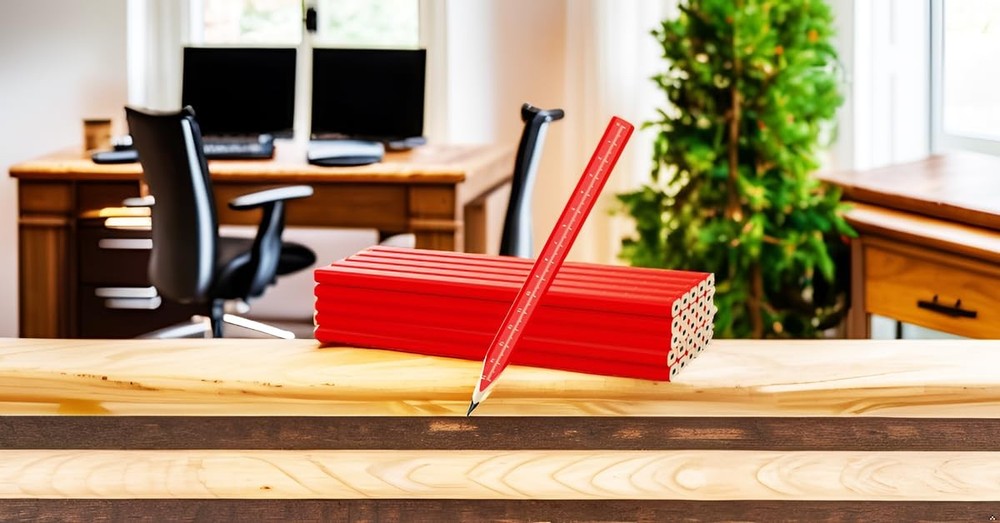 RONDURE 25-Pack Carpenter Pencils for Construction Woodworking Precise red