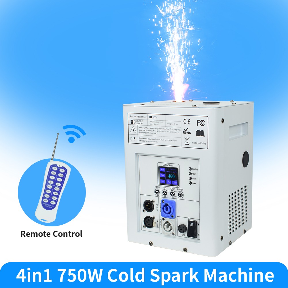 4PCS Cold Spark Machine 750W Stage Effect DMX Firework Wedding w/Case