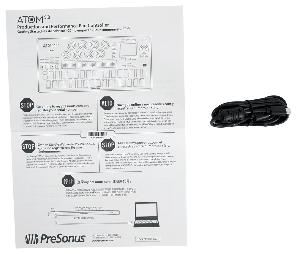 PRESONUS ATOM SQ MIDI USB Ableton DJ Pad Controller+Audio Technica Microphone