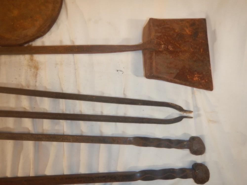 Brutalist Hand Wrought Fire Place Tools And Stand