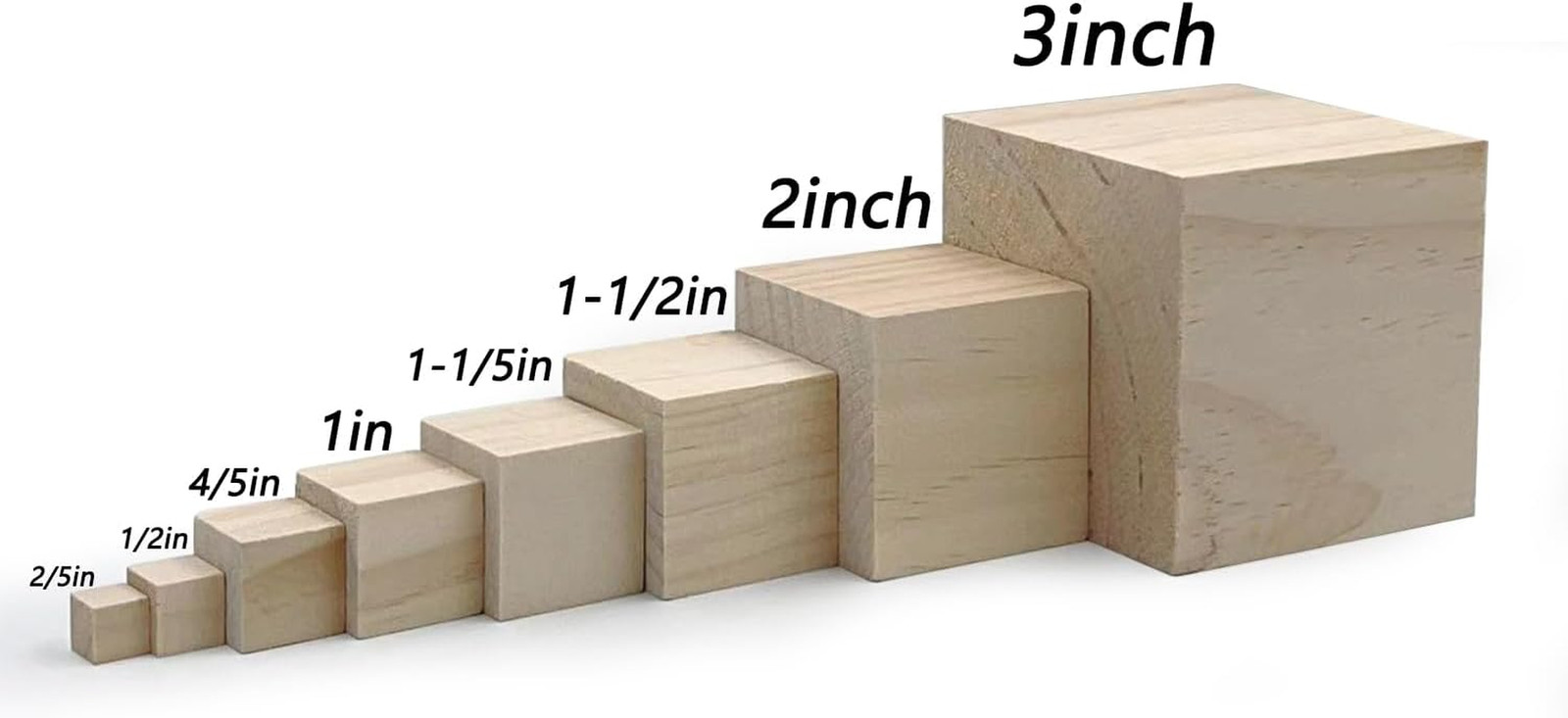 Wood Blocks for Crafts, Unfinished Wood Cubes, 2 Inch Natural Wooden Blocks, Pa