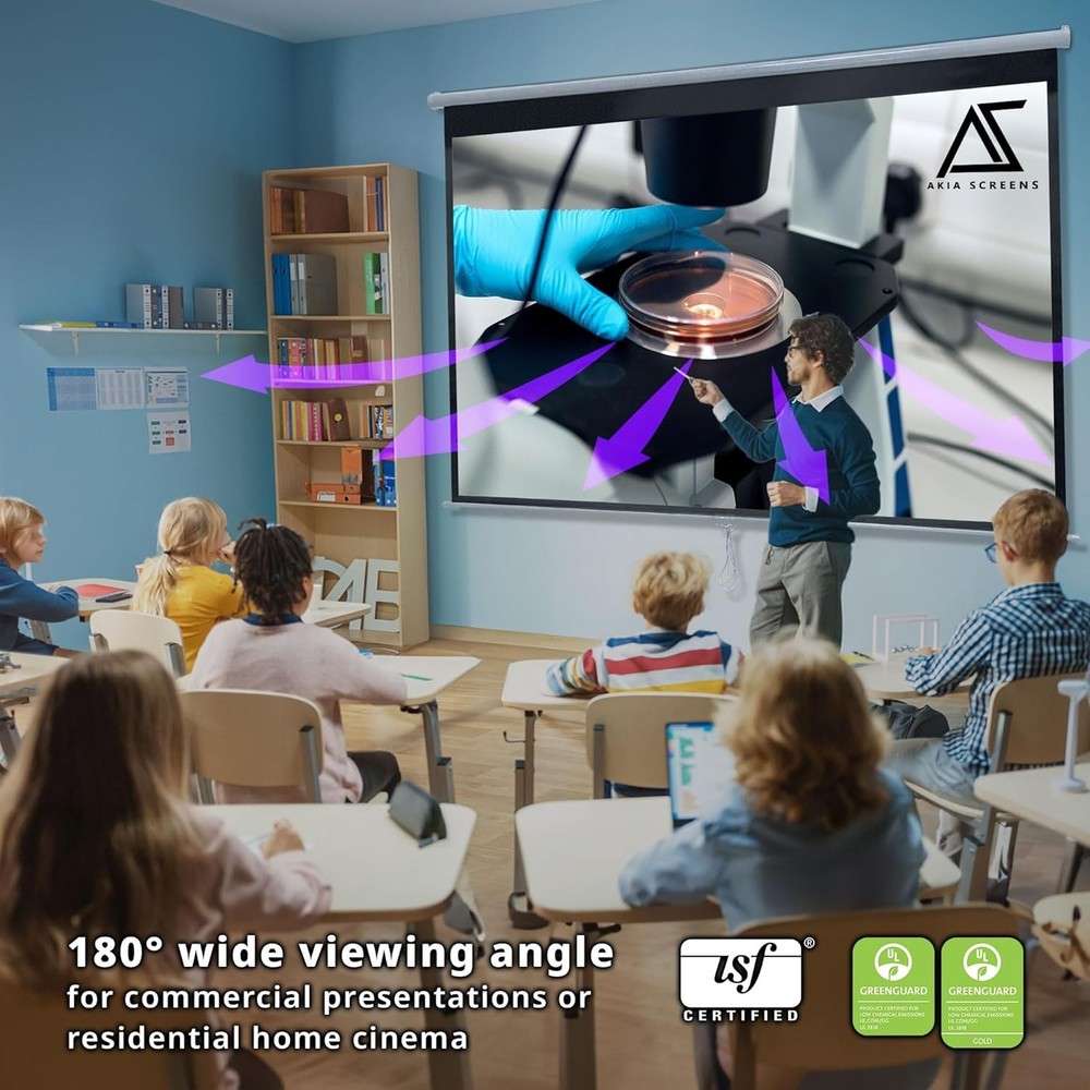 16:10 Retractable Projector Screen - Auto-Locking and Wall/Ceiling Mountable