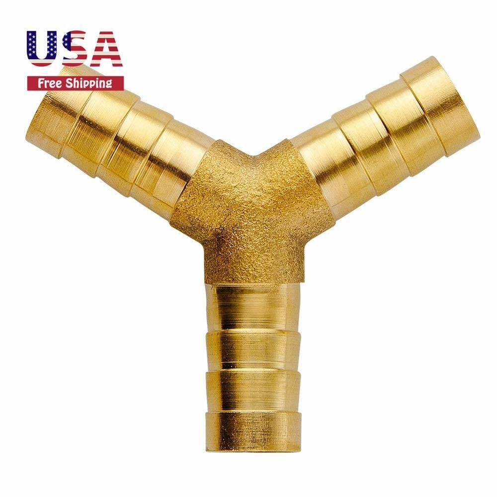 1/2" large 14mm Barb OD Brass Shaped Y 3 Ways Fitting Intersection Split Splicer