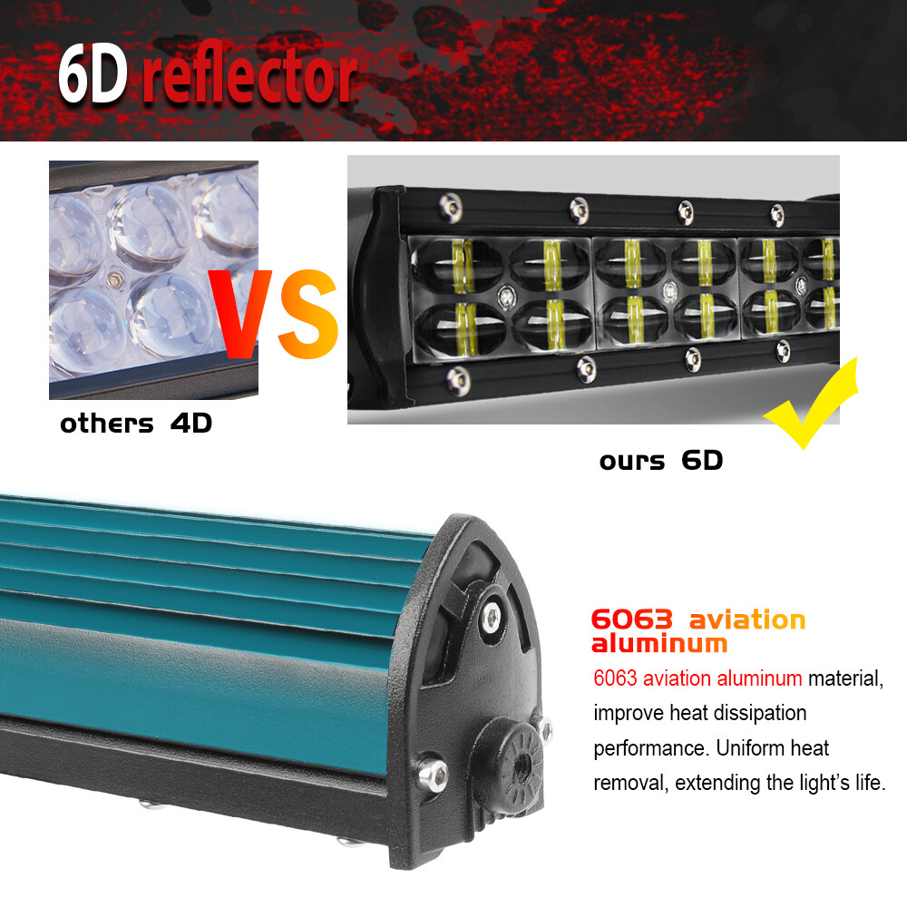 For Can-am Defender HD8/HD9/HD10 Roof 52"+8" LED Light Bar Wire+3" Cube Pods Kit