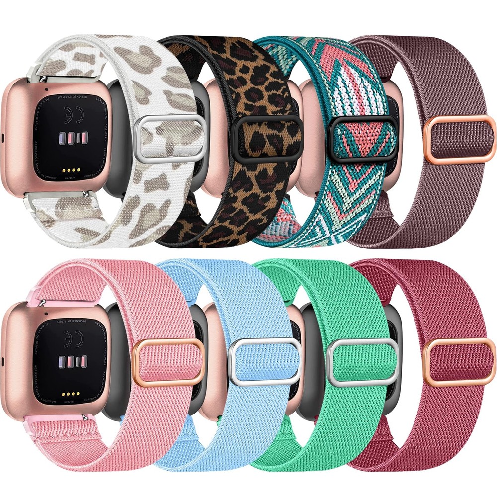 8 Pack Elastic Bands Compatible with Fitbit Versa, Adjustable Nylon Braided S...