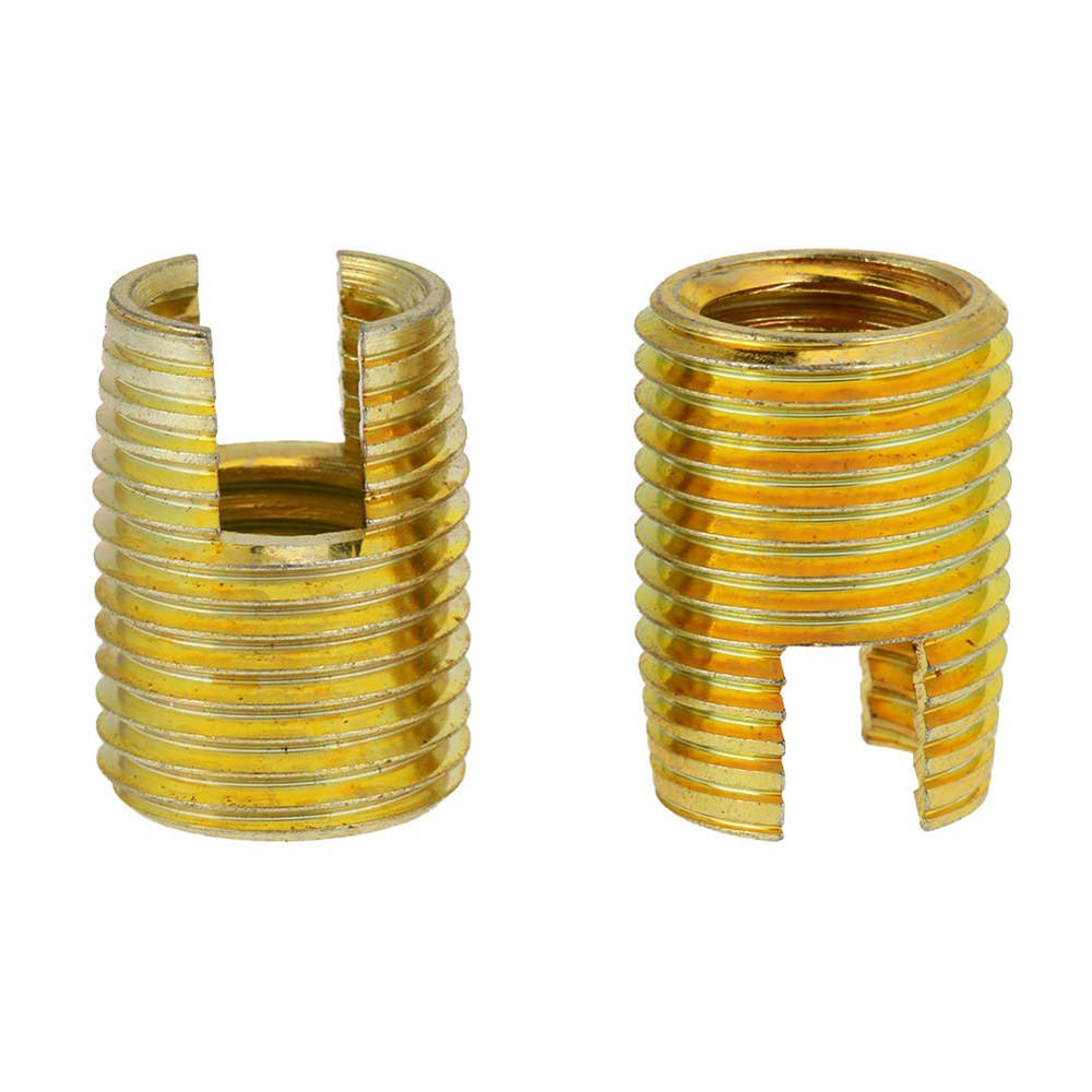 Self Tapping Inserts Threaded Kit, 50Pcs Brass Slotted Thread Inserts Pressed in