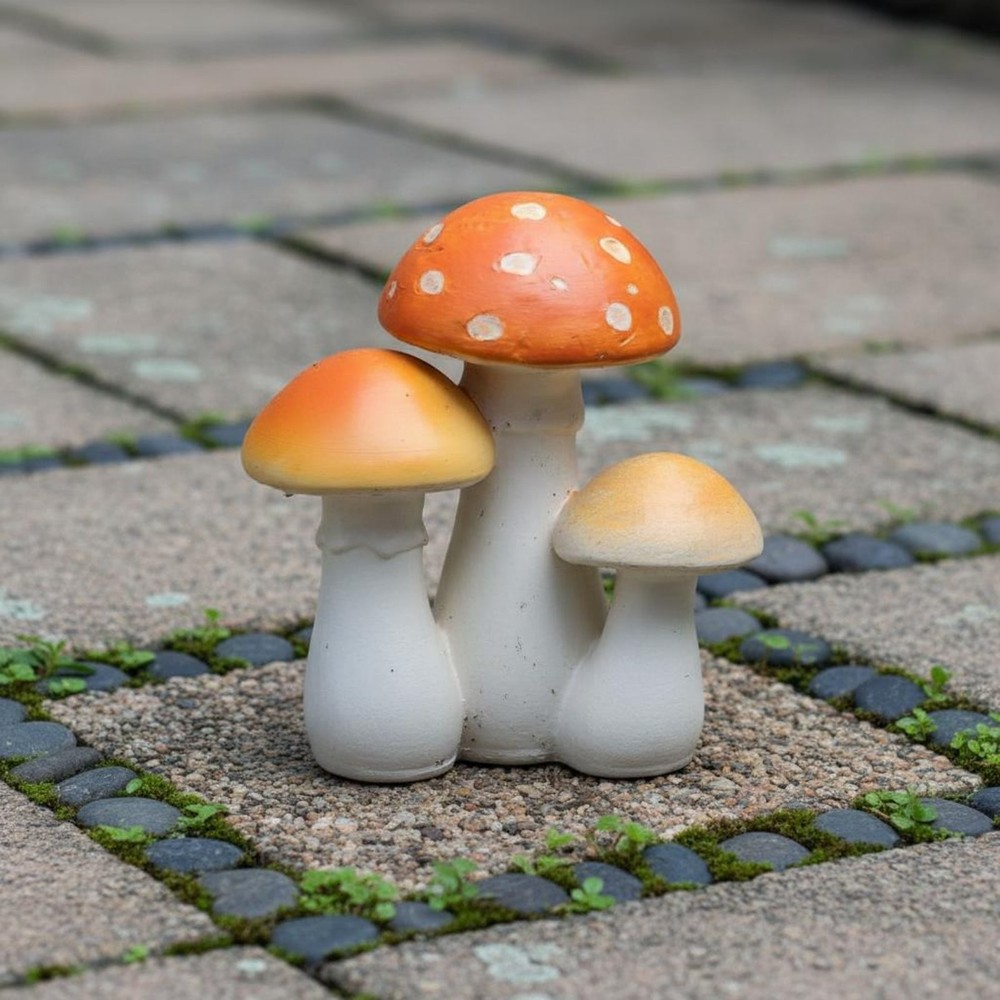 Polka Dot Toadstool Figurine Weather-Resistant Resin Toadstool Ornament