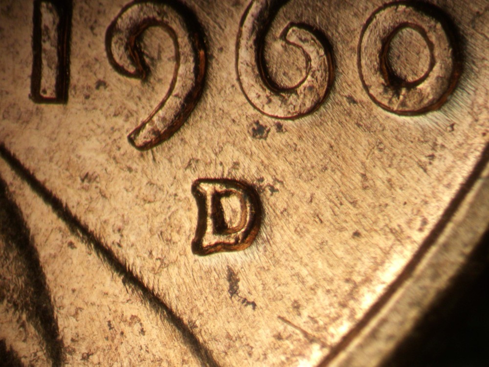 1960D-1MM-214 Lincoln Cent Repunched Mintmark