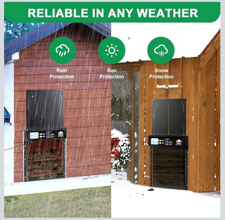 IBKINXX Automatic Chicken Coop Door Solar Powered Timer Remote Light
