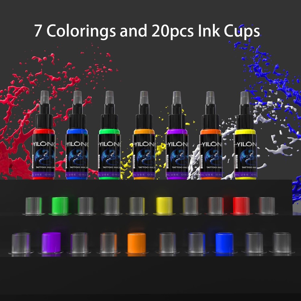 Wireless Tattoo Kit for Beginners - Machine with 1200 mAh Black