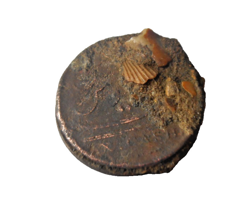 TREASURE copper 2 COIN CLUMP shipwreck 1808 EAST INDIA Co wreck 10 cash GARDNER
