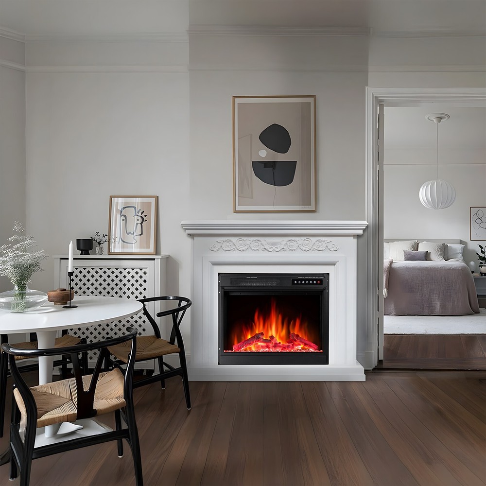 YUKOOL Recessed Electric Fireplace,Insert Heater,Adjustable Flame, Remote,Timer