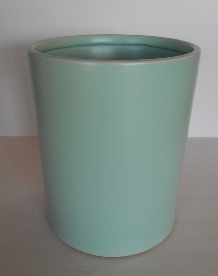 UMBRA CERAMIC SEA FOAM GREEN UMBRELLA STAND MID-CENTURY MODERN STYLE 9.75" by 8"
