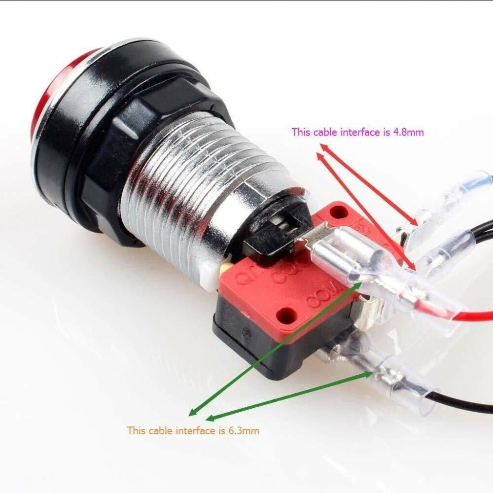 1P2P Player Arcade LED Push Buttons Chrome Illuminated Plating with Micro Switch