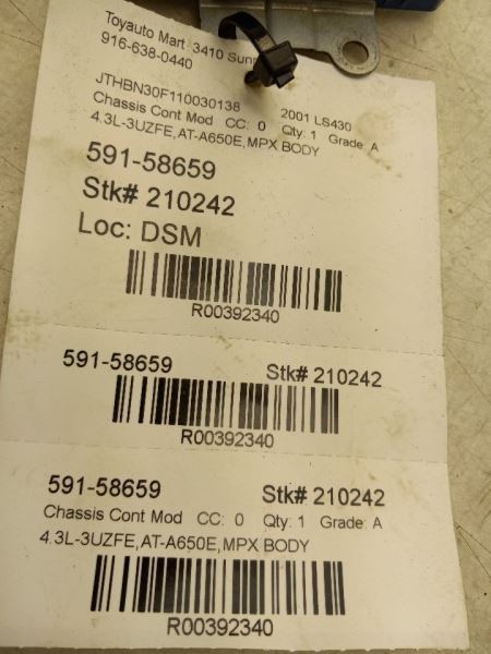 01-04 LEXUS LS430 CHASSIS ECM MULTIPLEX NETWORK BODY CONTROL MODULE ASSEMBLY