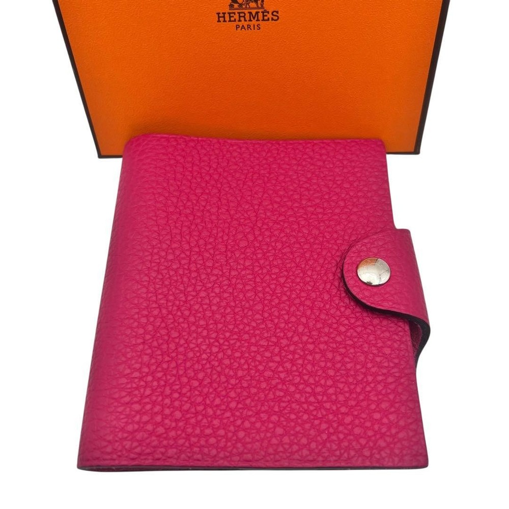 Hermes Ulysse Neo Mini Notebook Cover Togo Leather Pink silver button Japan
