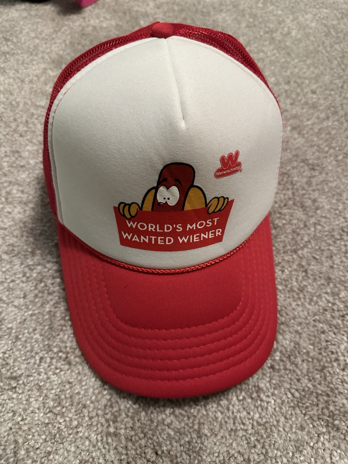 Wienerschnitzel "WORLD'S MOST WANTED WEINER" Baseball Cap HAT Red HOT DOG