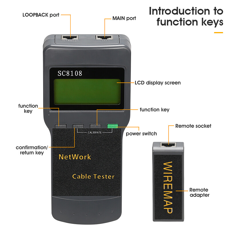 SC8108 Portable LCD Network Tester Meter LAN Phone Cable Tester LCD Display