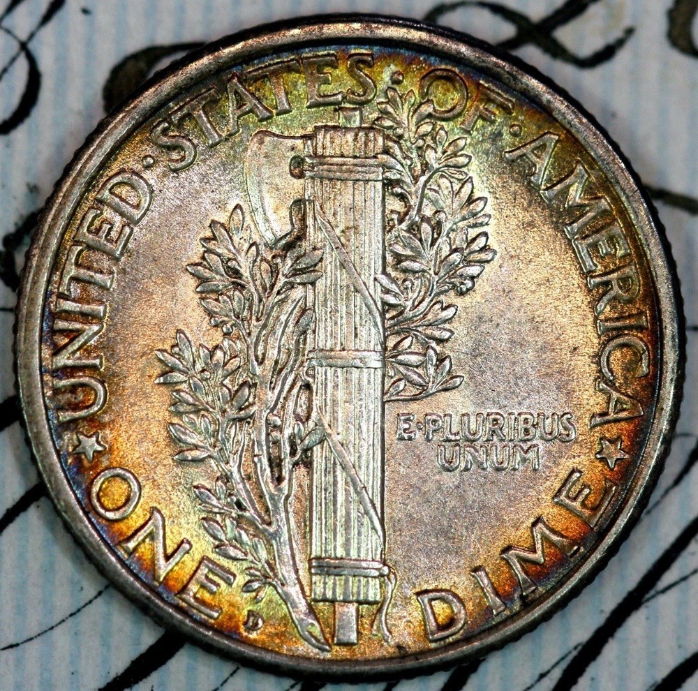 1920-D SOLID+ GEM BU MS MERCURY SILVER DIME DC240 FROM MATTHEWS HOARD