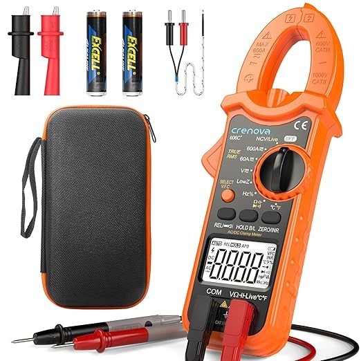 Clamp Meter Multimeter 6000 Count TRMS AC DC Current Voltage Temperature NCV