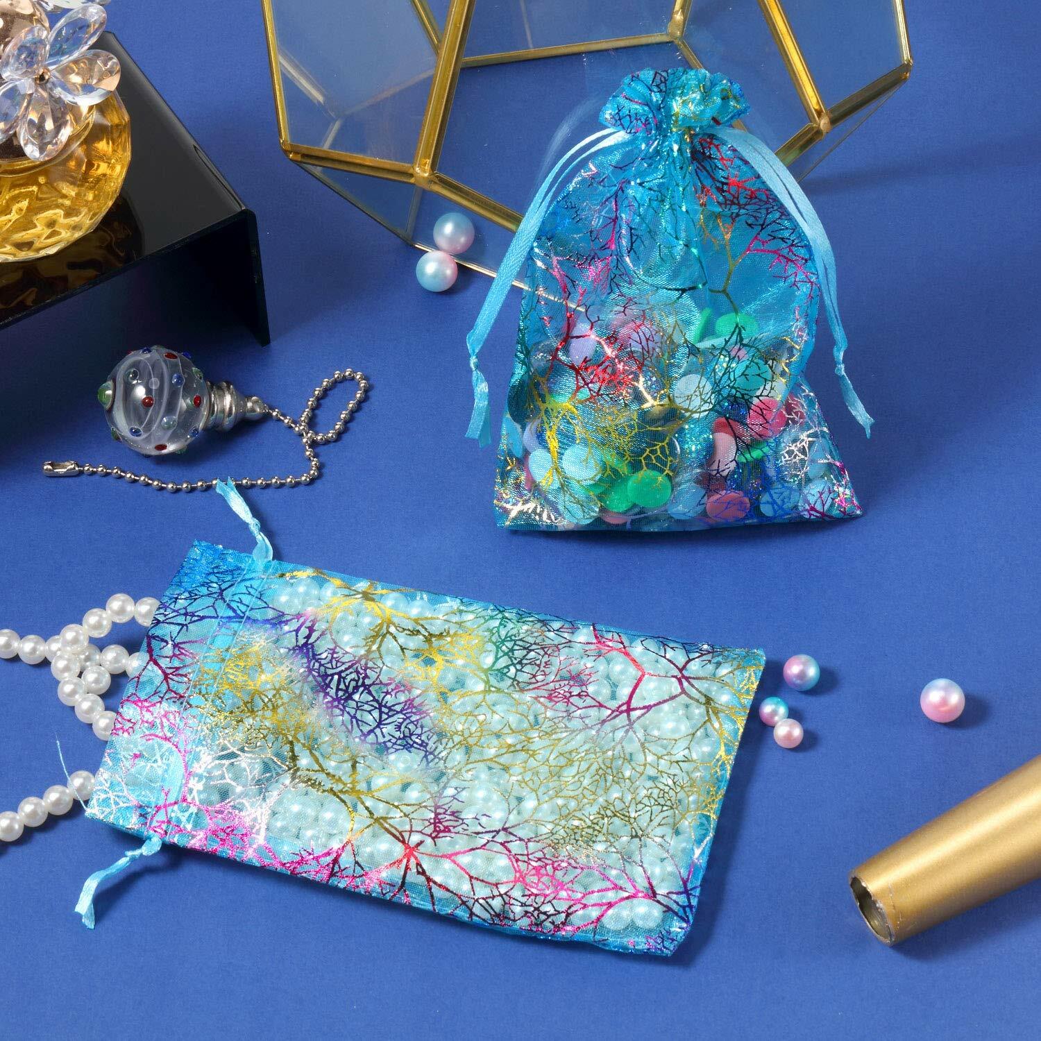 5x7in Sheer Drawstring Organza Bags Jewelry Favor Gift Coralline Pouches Wedding