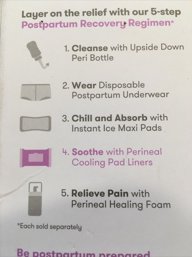 Frida Mom Perineal Cooling Pad Liners Postpartum 24 Pad Liners Full Coverage
