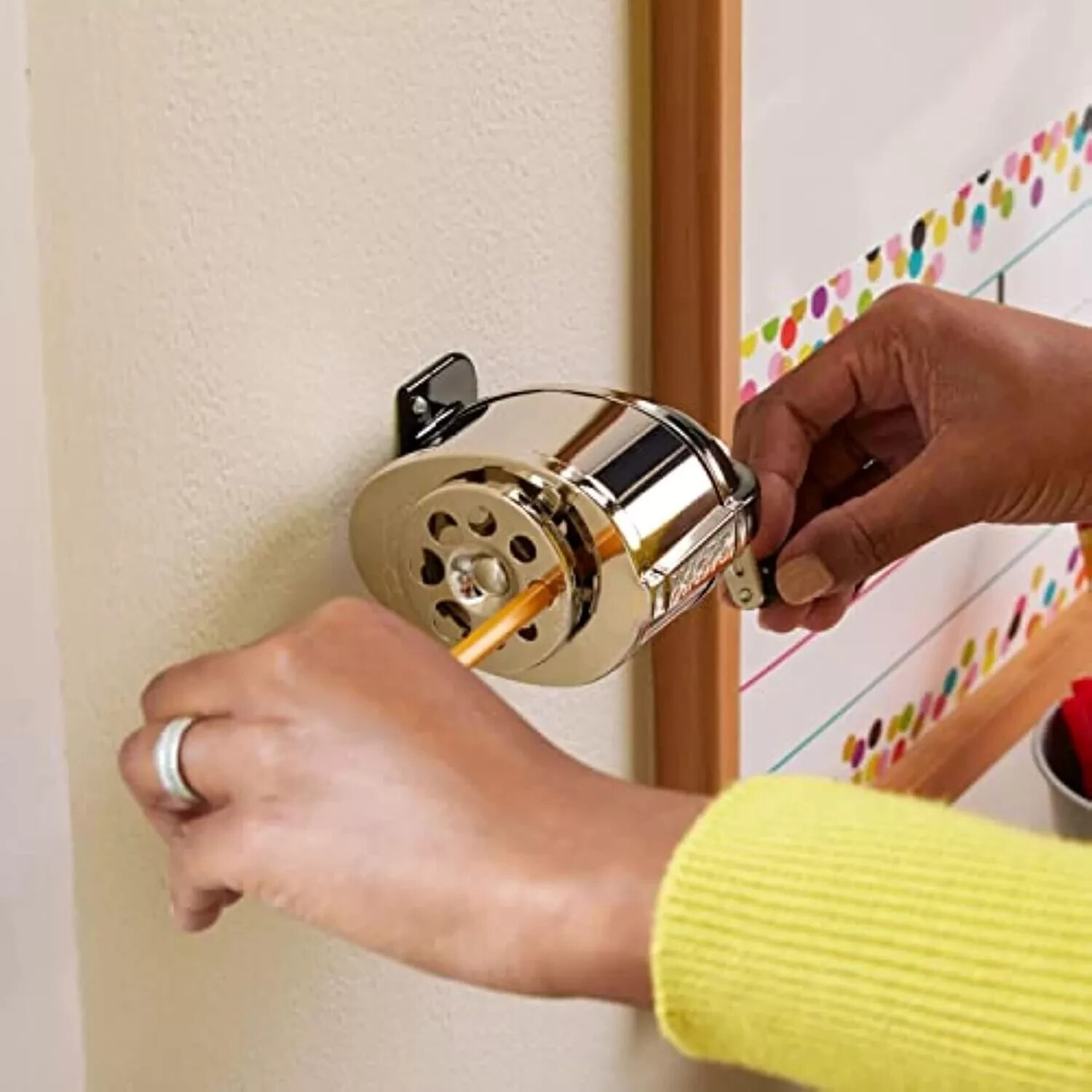 Pencil Sharpener Wall Mount Manual Crank School Vintage Look Boston Metal Desk