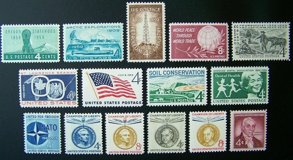 US, 1959 year full set, #1124-38 ,15v, MNH