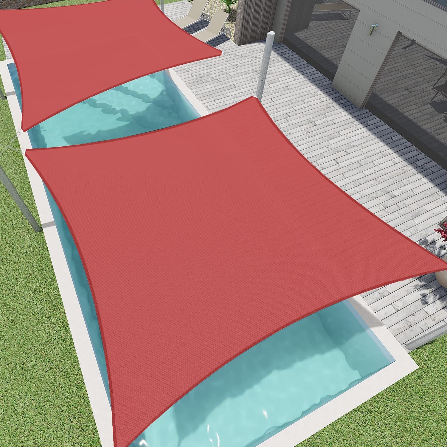 16'x16' Square Sun Shade Sail Fabric Garden Outdoor Canopy Patio Pool Awning