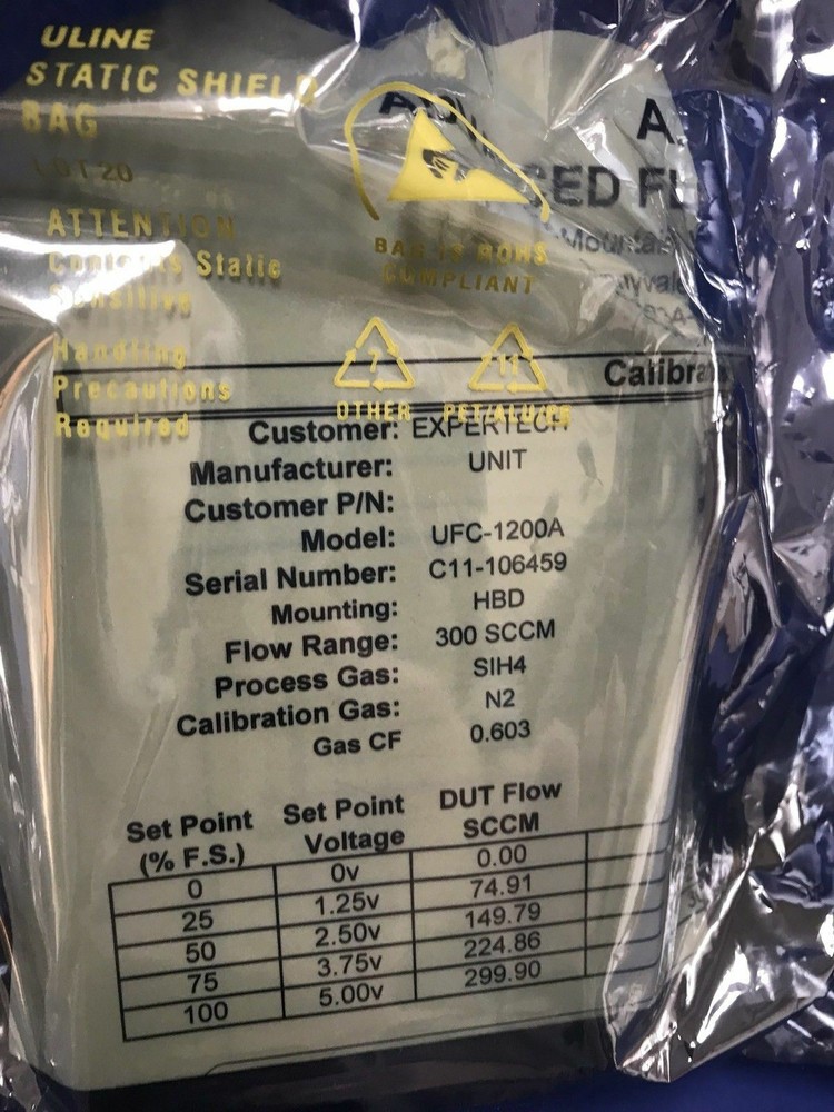Unit UFC-1200A Mass Flow Controller, SIH4, 300 SCCM, Used