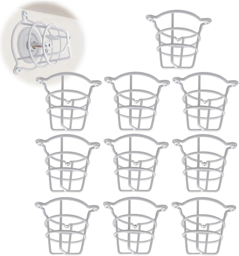 10 Pack White Fire Sprinkler Head Guard Cover Cage Protector for Both 1/2" & ...