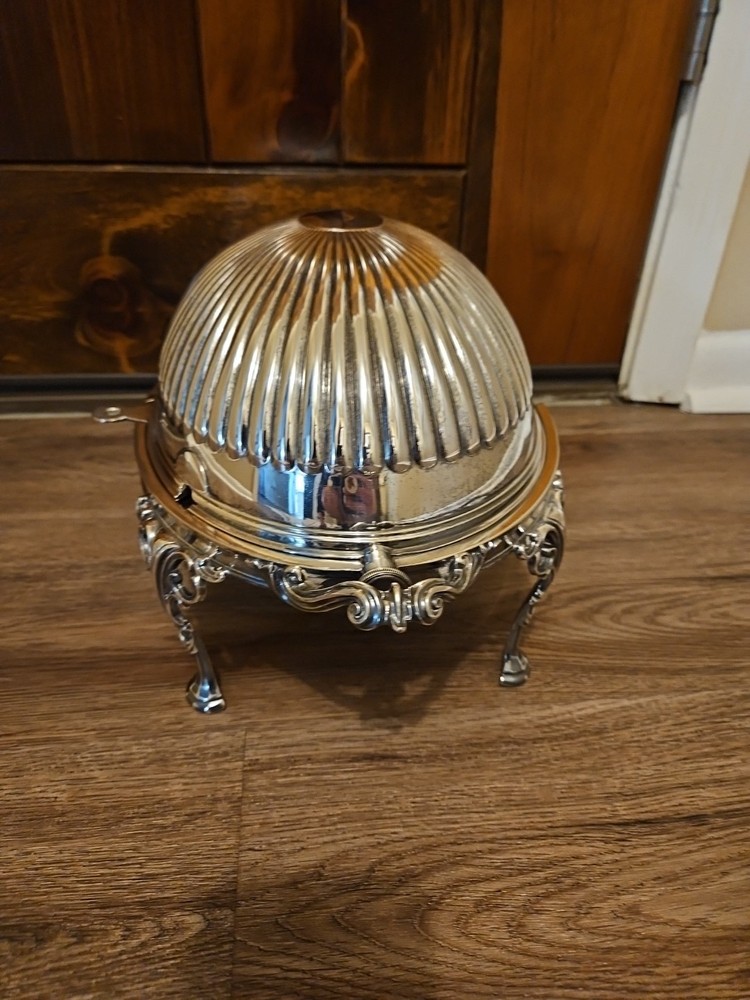 Martin, Hall & Co.-Sheffield Silverplate Roll Top Buffet Server Dome Dish 11.5”