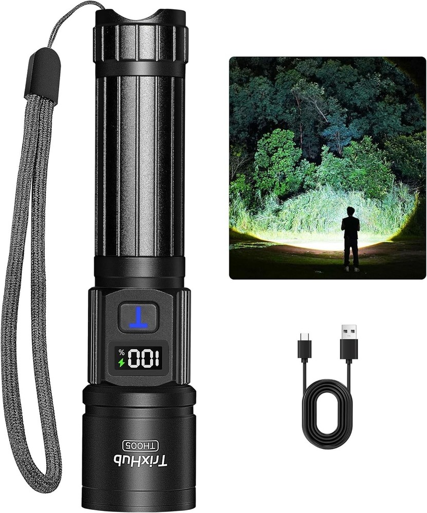 Rechargeable Flashlights High Lumens, 5Mode Flash Light with LCD Digital Display