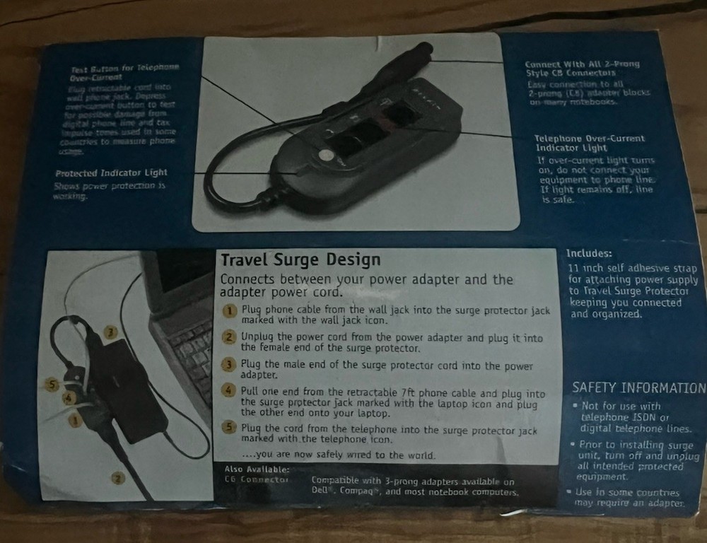Belkin Notebook Travel Surge Protector Pack & Retractable Dial-Up Patch Cord