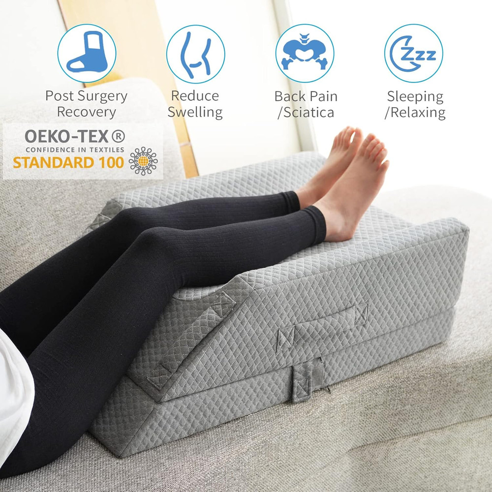 Adjustable Leg Elevation Pillows for Swelling after Surgery, Cooling Memory Foam