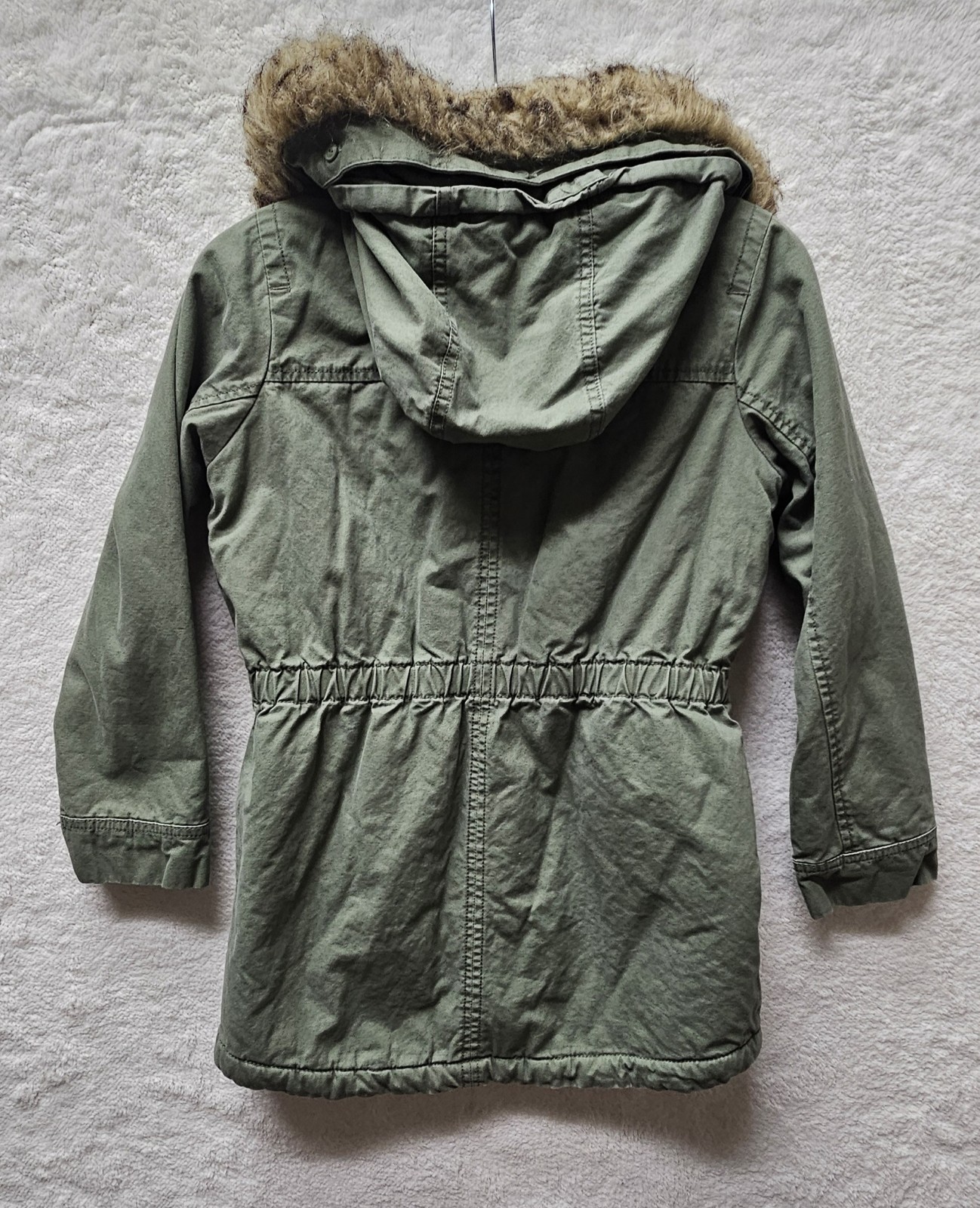 GAP Kids Utility Parka Jacket Removeable Faux Fur Hood Zip Girls Size Large