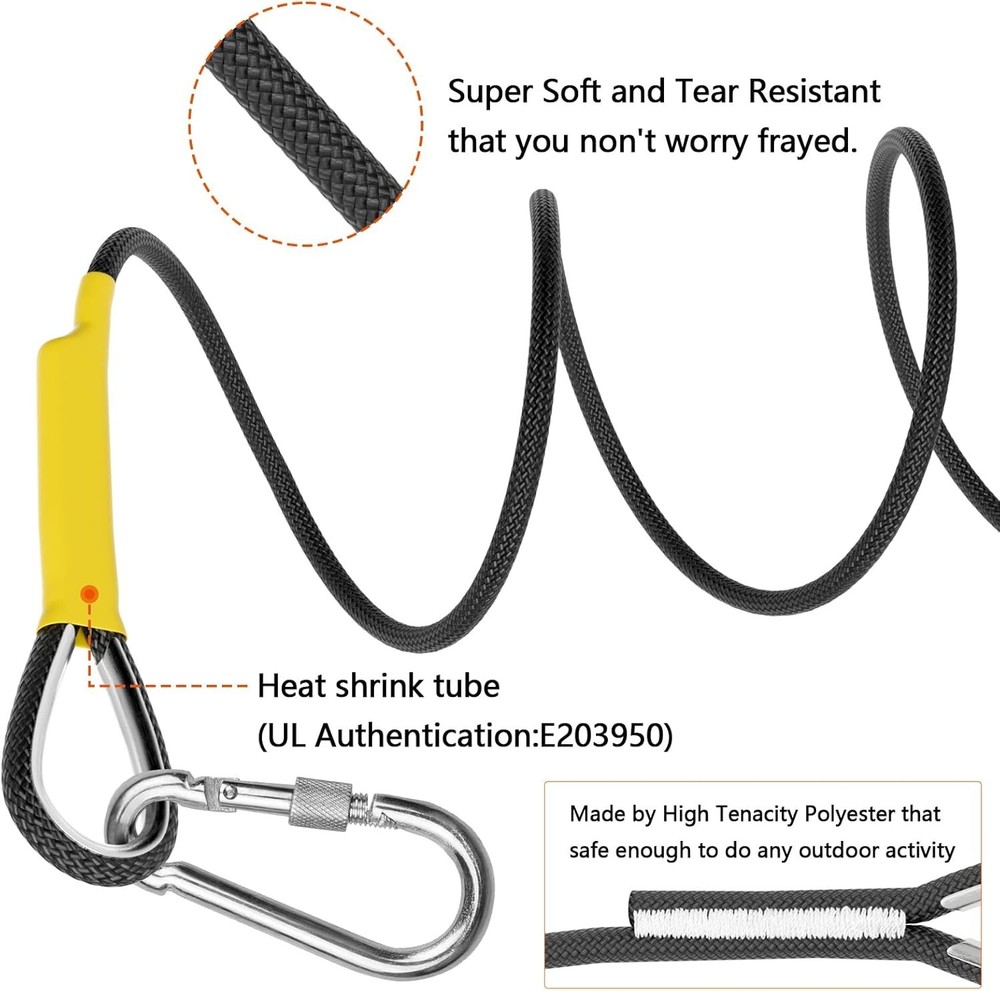 Durable Polyester Climbing Rope - 8mm 64ft Dynamic Rope for Safety & Performance