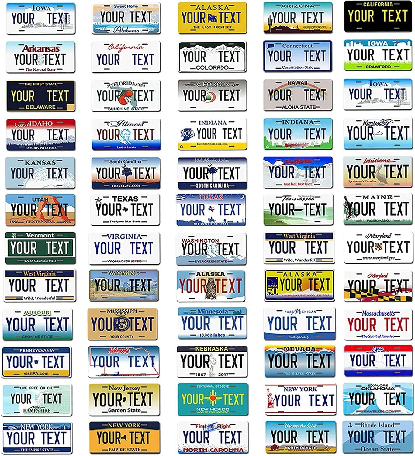 Personalize Custom License Plate Tag for Any State Auto Car Motorcycle ATV Moped